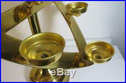 Antique Religious Catholic Altar Votive Brass Candle Holder Candelabra Heart