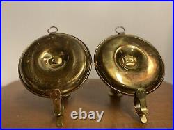 Antique Set Of Two Gimbal Brass Ship's Candlestick Holders