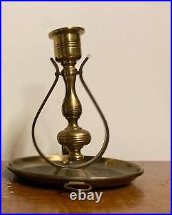 Antique Set Of Two Gimbal Brass Ship's Candlestick Holders