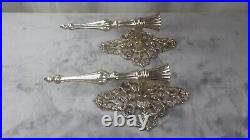 Antique Silver Plated Brass Wall Sconce Candle Holder Pair