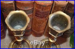 Antique Small Pair French Brass Altar Candlesticks Church Candle Holders