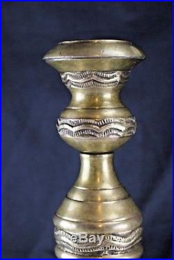 Antique Solid Brass Candlestick Holder Castilian Import 18 Tall French Empire