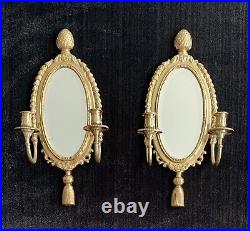 Antique Solid Brass Mirrors Double Candle Wall Sconces Pineapple motif