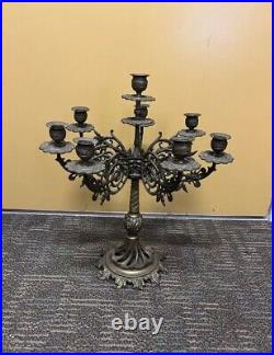 Antique Solid Brass Victorian Candelabra Vintage Gothic Ornate Swirly Holds 8