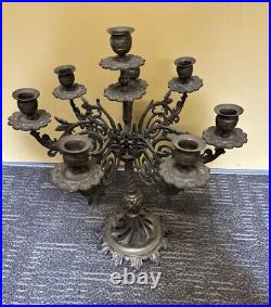 Antique Solid Brass Victorian Candelabra Vintage Gothic Ornate Swirly Holds 8