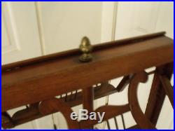 Antique Solid Wood Carved Double Music Stand with Brass Candle Holders