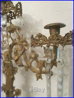 Antique Tree Brass Girandole Candelabra Marble Base