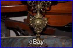 Antique Victorian 5 Arm Candelabra Candle Holder-#1-Brass-Griffin Base-Detailed