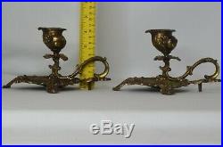 Antique Victorian BRASS ORNATE GOLD CHAMBERSTICK/CANDLESTICK Holder with Handle