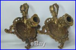Antique Victorian BRASS ORNATE GOLD CHAMBERSTICK/CANDLESTICK Holder with Handle