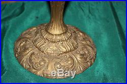 Antique Victorian Candlestick Holder-Pair-Brass Bronze Metal-Lovely Scroll Work