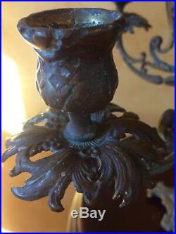 Antique Victorian Nouveau Cast Bronze Brass Candelabra Candleholder Centerpiece