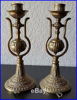 Antique Victorian Ornate Nautical Boat Wall Sconce Brass Candle Holder Gimbal
