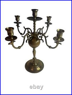 Antique Victorian Solid Brass Candelabras 4 Arms 5Candle Holders Georgian