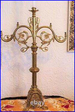Antique Victorian Wedding 28 Brass Church Alter Candlesticks Original Patina