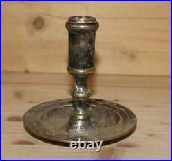 Antique Victorian hand crafted silver plated brass candlestick