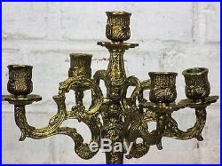 Antique Vintage 5 arm Candelabra Candle Holder Gorgeous Brass Ornate Gorgeous