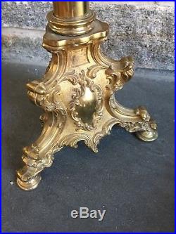 Antique Vintage Brass Alter Candle Stand Holder Pedestal