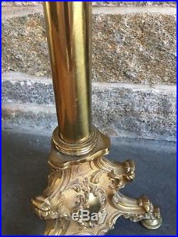 Antique Vintage Brass Alter Candle Stand Holder Pedestal