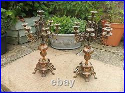 Antique Vintage Brass And Copper pair of Church / Dinning Table Candle Holders