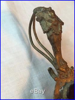 Antique Vintage Brass Jeweled Fairy Finger Lamp Candle Holder