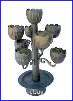 Antique/Vintage Brass/Metal Candle Holder/Candelabra Tulips/Lotus Flowers