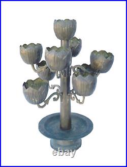 Antique/Vintage Brass/Metal Candle Holder/Candelabra Tulips/Lotus Flowers