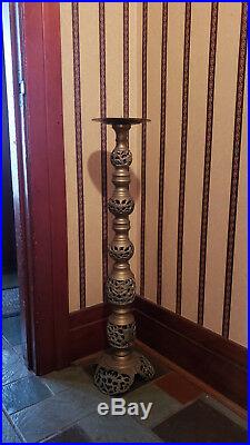 Antique Vintage Cathédrale Church Brass Candle Holder Stand