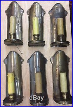Antique Vintage Colonial Brass Fireplace Candle Sconces Made In England Set Of 6