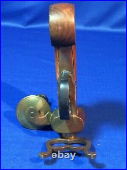 Antique Vintage Flintlock Pistol Tinder Lighter Brass Wood Candle Holder