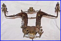 Antique Vintage Indian Brass & Ram's Horn Inkwell Candle Holder, Desk Decoration