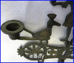 Antique Vintage Large Brass Byzantine Celtic Cross Candle Holder Wrought Iron