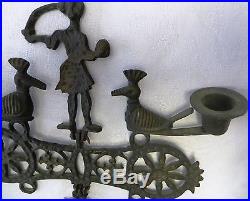 Antique Vintage Large Brass Byzantine Celtic Cross Candle Holder Wrought Iron