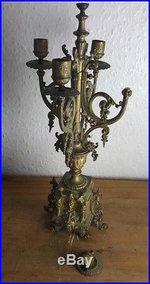 Antique Vintage Large Brass Candelabra Candle Stick Holder Rococo French Ornate