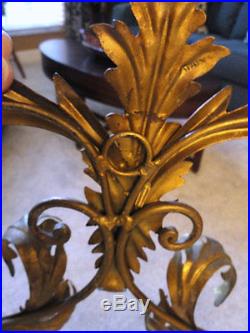 Antique Vintage Large Heavy 4 Arm Brass Ornate Wall Sconce Candelabra Home Decor