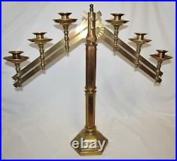 Antique Vintage Solid Brass 6 Candle Holder Candelabra Church Gothic Steampunk