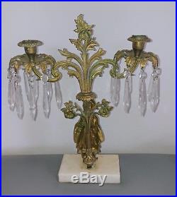 Antique Vintage Victorian 19th C. Lady Sultan Brass Bronze Girandole Candelabra