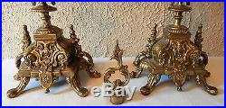 Antique Vintage Victorian Style 5 Arm Ornate Brass Candelabras withSnuffer Home