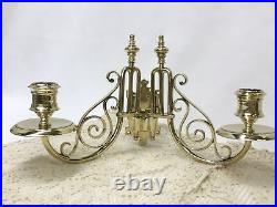 Antique Vtg Brass Piano Candle Stick Holder Set 2 Wall Sconce Victorian Art Deco