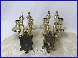Antique Vtg Brass Piano Candle Stick Holder Set 2 Wall Sconce Victorian Art Deco