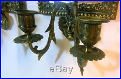 Antique Vtg Pair MIRROR SCONCES WALL Candleholders Bacchus Dionysus Grape WINE