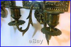 Antique Vtg Pair of Mirror Sconces Candleholders Bacchus Dionysus Grape WINE