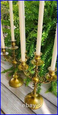 Antique Welsh Brass Bronze Candelabra Candlestick Alter 16 Tall