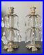Antique brass and crystal candle holders