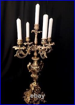 Antique brass candelabra, Candle stick candelabra, brass, Candle holder Bronze cand