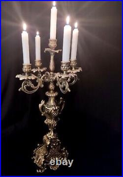 Antique brass candelabra, Candle stick candelabra, brass, Candle holder Bronze cand