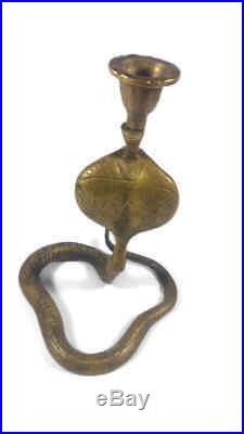 Antique brass cobra candlestick snake candelabra candle holder handmade ship