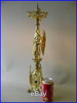 Antique brass gilted Church Altar candlestick with Angel