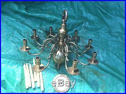 Antique chandelier Williamsburg / Colonial style Solid Brass candle holders