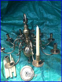Antique chandelier Williamsburg / Colonial style Solid Brass candle holders